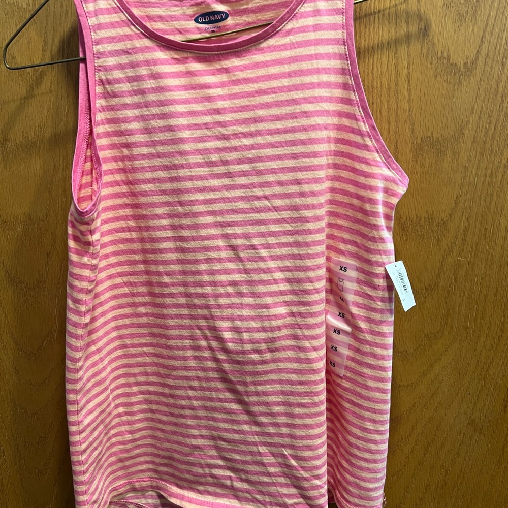 Old Navy Pink and Cream Striped Sleeveless Top
